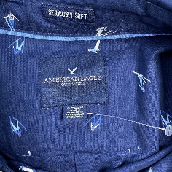 American Eagle Seriously Soft Skiing Long Sleeve Button Down Shirt XL NWOT - Picture 7 of 8
